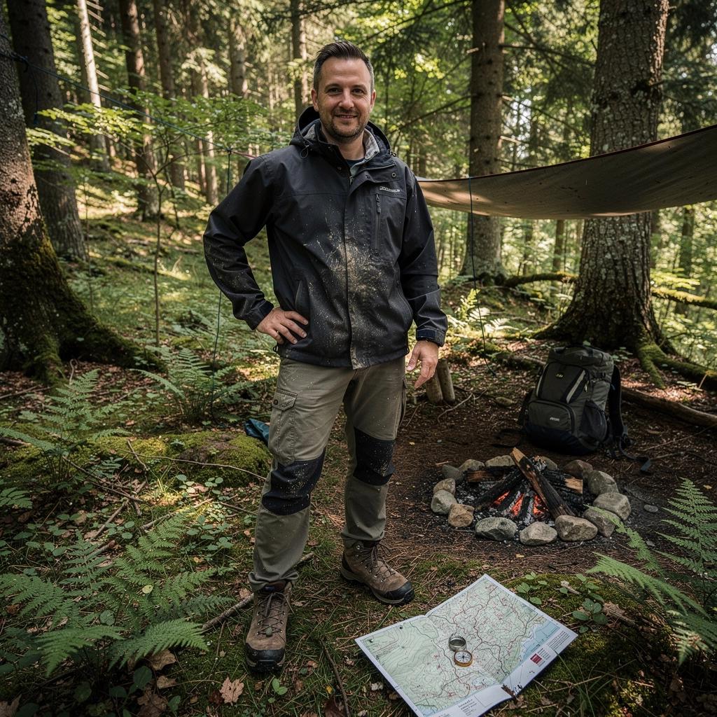 Eine Gruppe von Menschen, die lernen, wie man einen Unterschlupf aus Naturmaterialien baut.