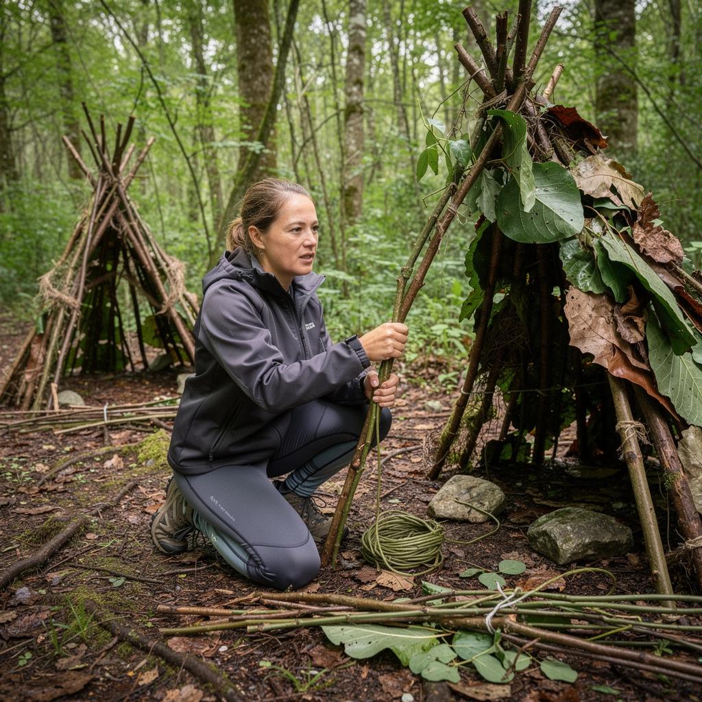 Ein Lehrer, der den Teilnehmern die Grundlagen der Wildnisküche zeigt.